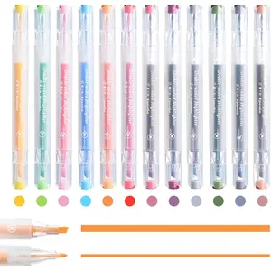 No Bleed Highlighters Double-Ended 12 Pack Assorted Pastel Colors Chisel and Fine Tips for School Bible Study Quick-Dry Pens for Note Taking Journaling Art