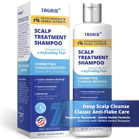 TAGRID Scalp Support Shampoo 1% Ketoconazole Formula with HERBAL EXTRACTS for Dandruff & Itch Relief 8.4oz Classic Anti-Flake Care
