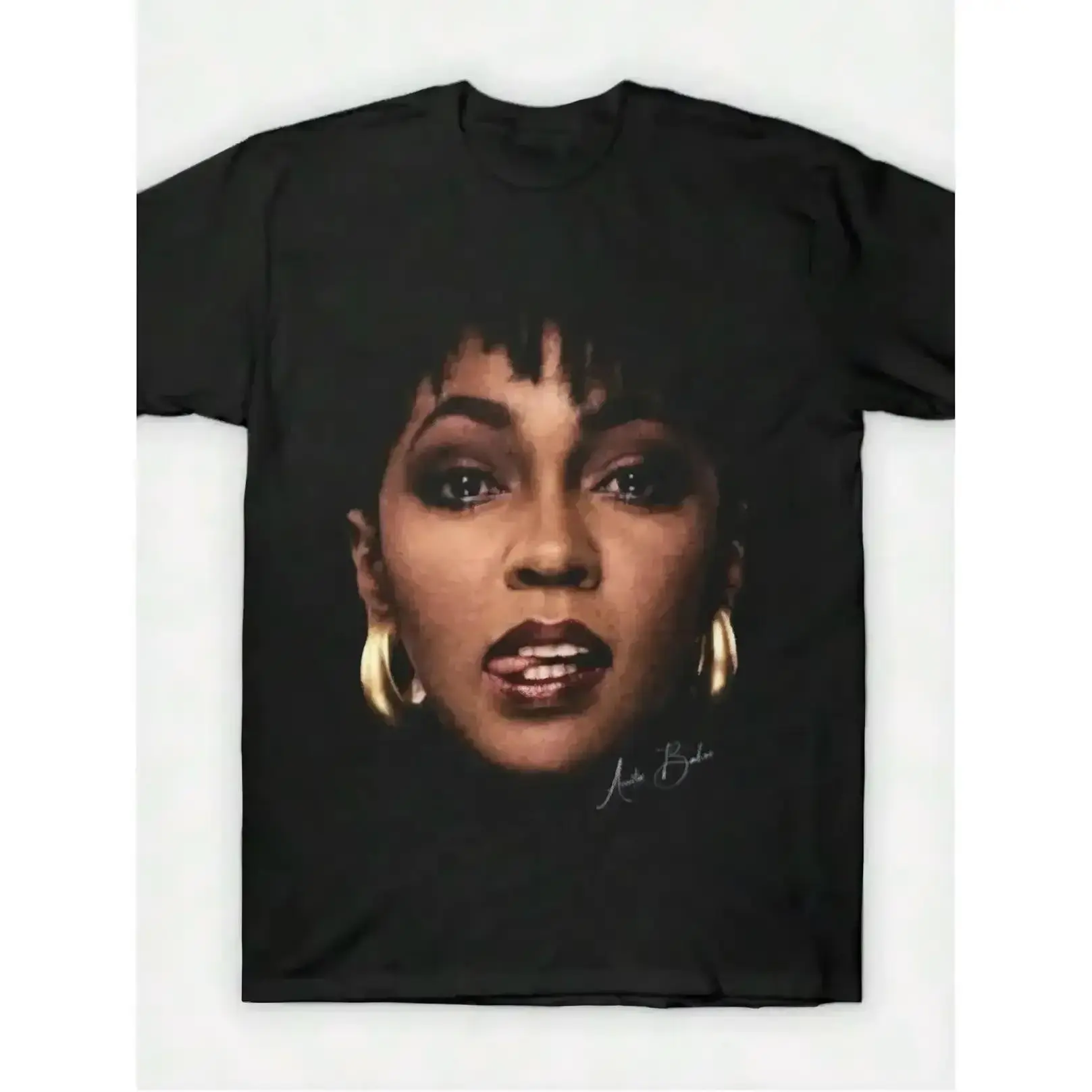 Anita Baker Vintage R&B Singer Portrait Graphic T-Shirt, Soul Music Fan Tee, Casual Cotton Crew Neck Top, Summer Tops For Women, Regular Fit