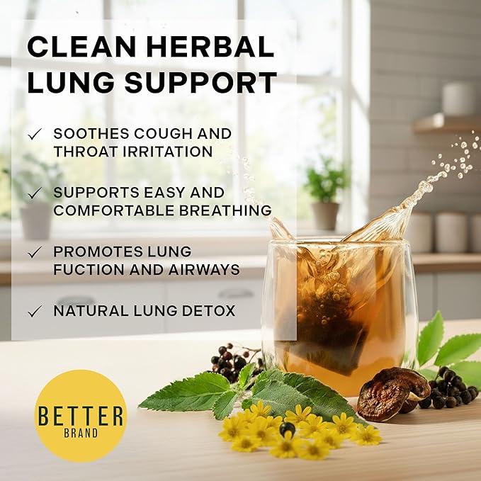 Betterbrand Lung Detox Tea | 30 Day Supply (Two Boxes, 30 Teabags Included) - Mullein Leaf, Ginseng, Elderberry, Ginger & Thyme for Lung Cleanse & Mucus Detox - 30 Tea Bags for Healthy Natural Respiratory Relief