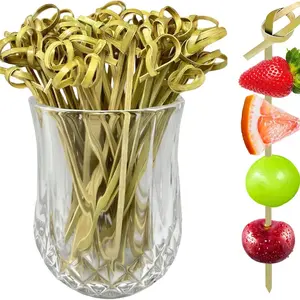 100 PCS Cocktail Picks, 4.7 Inch Toothpicks for Appetizers, Natural Bamboo Knot Skewers, Mini Food Sticks, Fancy Tooth Picks for Drinks,Fruit,Grape,Charcuterie,Cocktail Garnish Accessories, Party and Camping Picnic Supplies