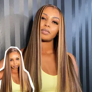 [Upgrade Hairline] AliPearl Hair Straight 4/27 Highlight Colored M shaped Hairline Glueless 6x8 Lace Closure Wigs with Drawstring Pre Cut Pre Plucked Ready Go Wigs 150% Density Human Hair