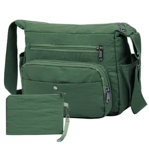 Stylish Two-Piece Women'S Nylon Crossbody Bag - Lightweight Multi-Pocket Shoulder Bag, Perfect for Travel, Work, and Daily Essentials | Durable High-Quality Design with Adjustable Strap