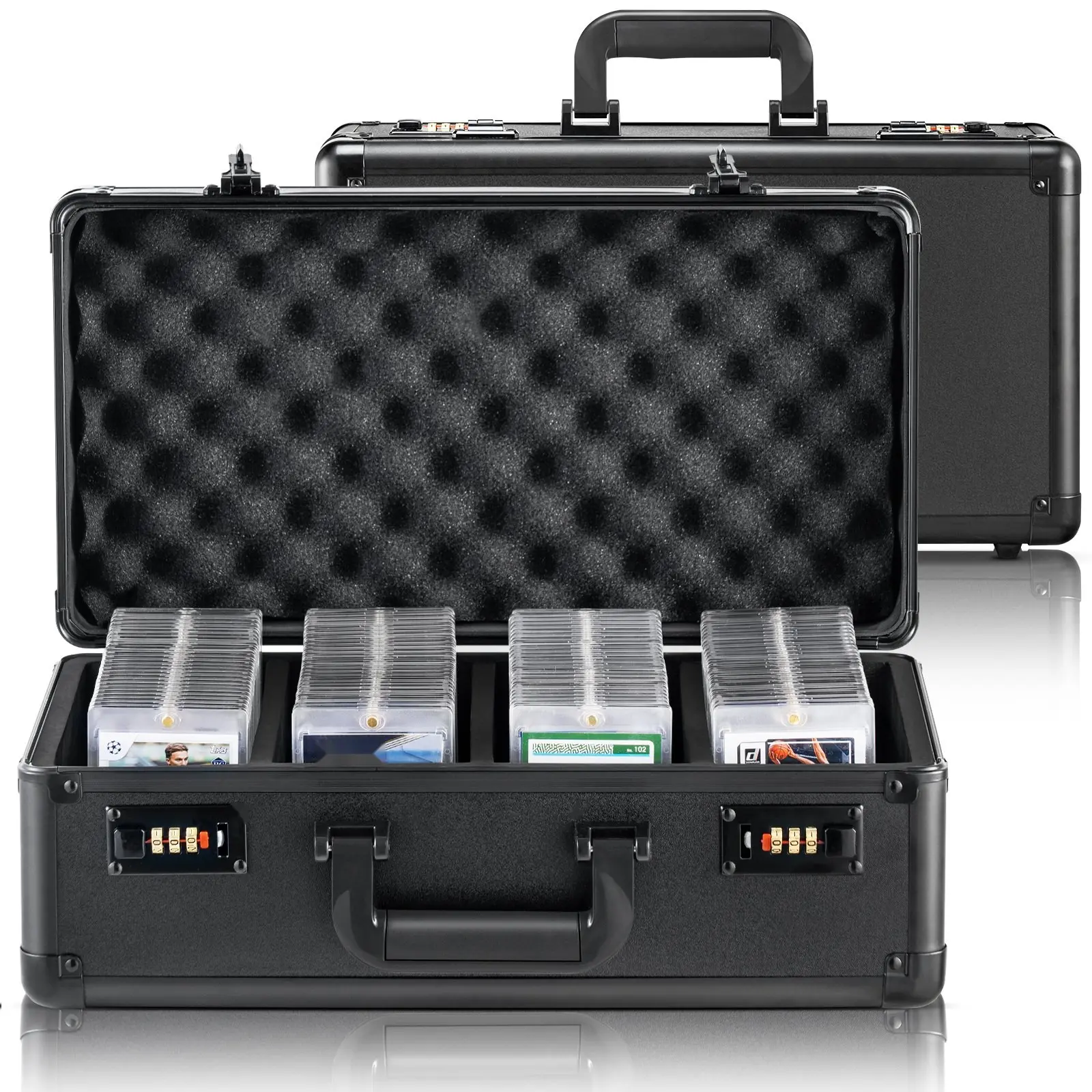 108 PSA Graded Card Storage Box With Four Slots, Secure Coded Lock, Durable Protective Organizer For PSA Graded Sports Cards, Baseball, Basketball, Football, Trading Card Sets, Travel Case And Display Tray For Card Collectors