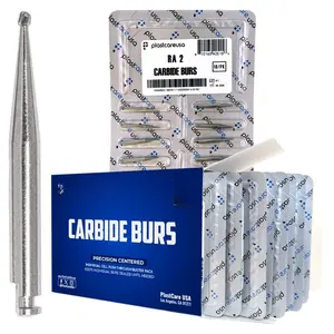 PlastCare USA RA 2 Carbide Burs - 100 Pack (10 Packs of 10) for Slow-Speed Handpieces