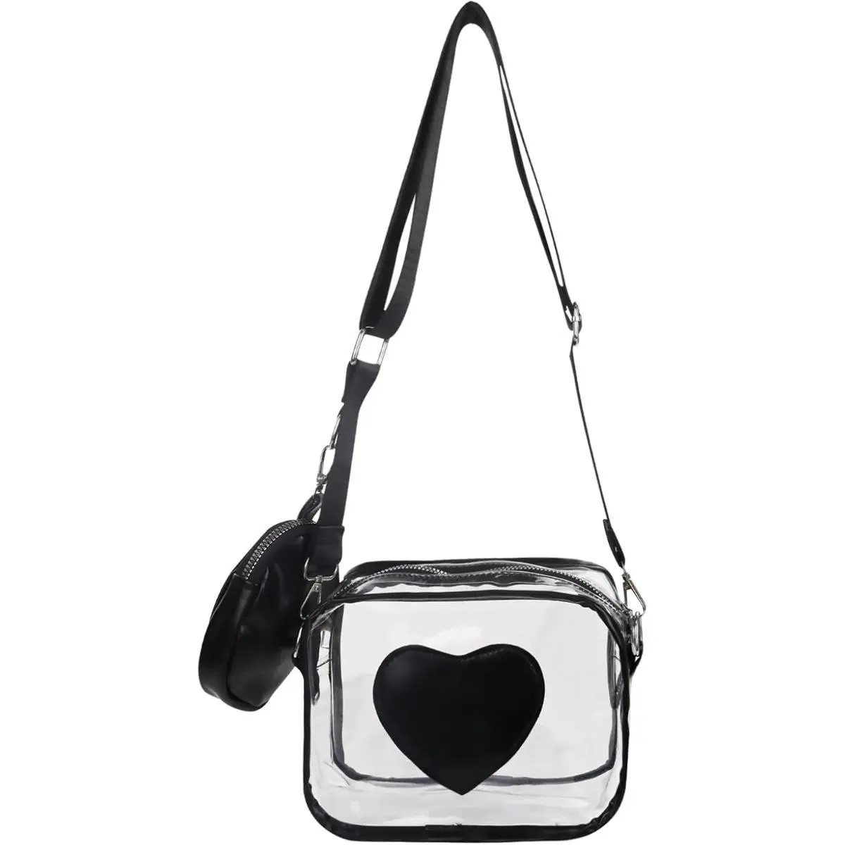 ALIKPOP Women's Shape-Hold PVC Black Stadium-Approved Purse - Adjustable Crossbody Purses, Lightweight Hands-Free Crossbody, Quick Security Pass, Switch to Handheld, Casual Messenger Bag