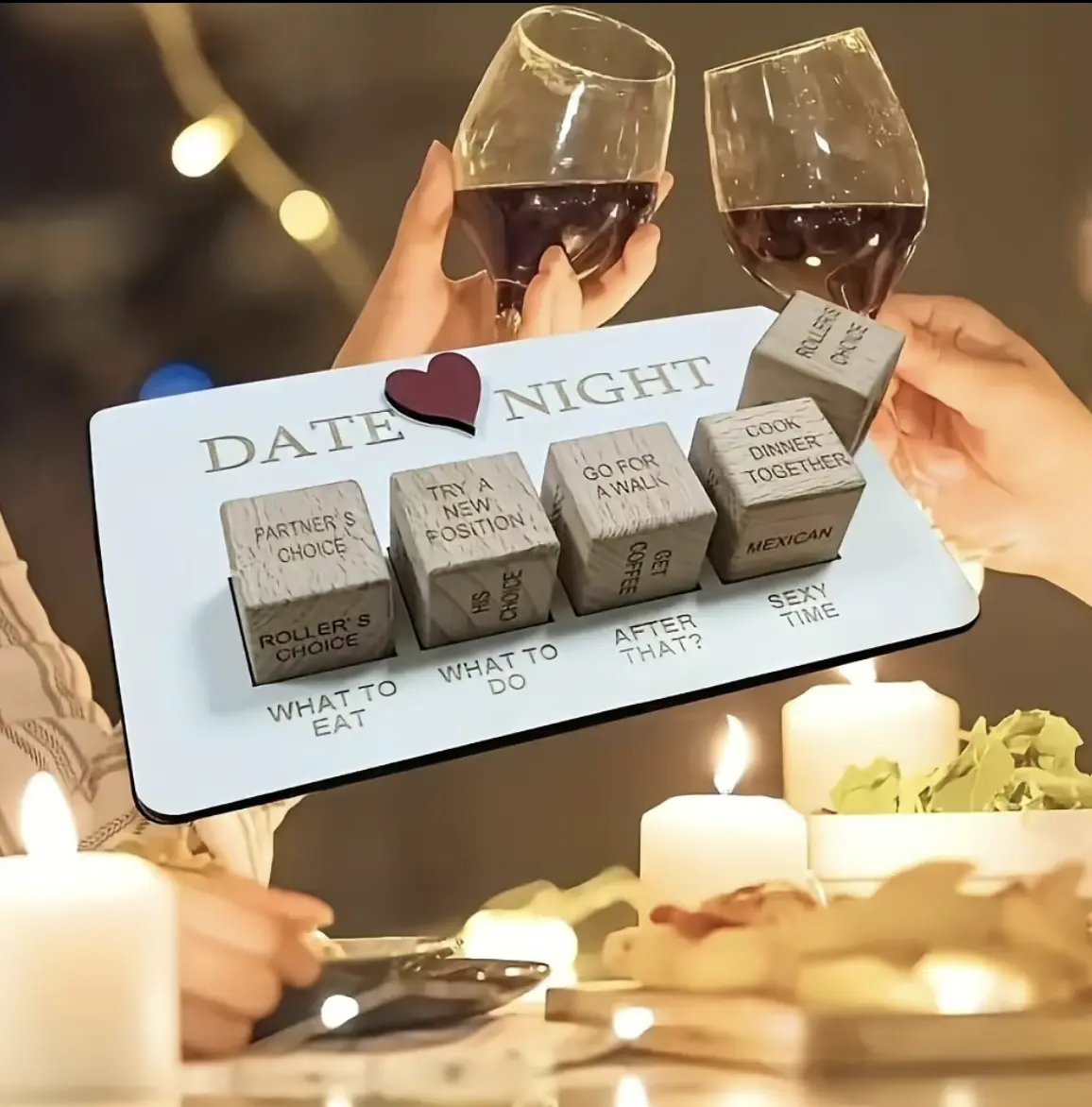 Compact Crack-Resistant Wooden Couples Dice Tabletop Game Set - 1 Chessboard, Portable Storage Bag, Adult Romantic Date Night Accessory, Anniversary Gift (Home & Festive Party Supply)