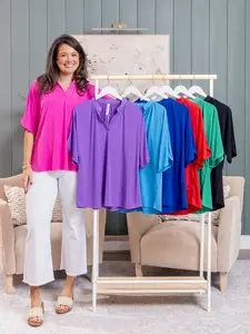 Dear Scarlett Lizzy Wrinkle Free 3/4 Sleeve Solid Top | S - 3X