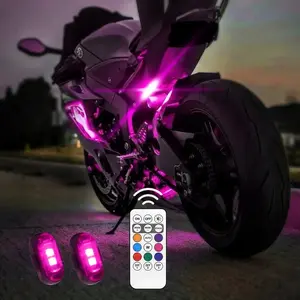 2/6 PCS Wireless LED Strobe Lights RGB USB Charge IP65 Waterproof Anti-Collision for Car Motorcycle Drone & RC Aircraft Bike