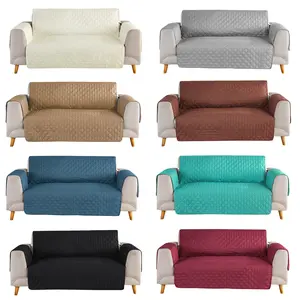 Bekrvio- Pet-friendly Elegant 1/2/3 Seater Sofa Cover with Elastic Straps Reversible Quilted Anti-slip Water Resistant Protector for Pets Microfiber PP Cotton Filling
