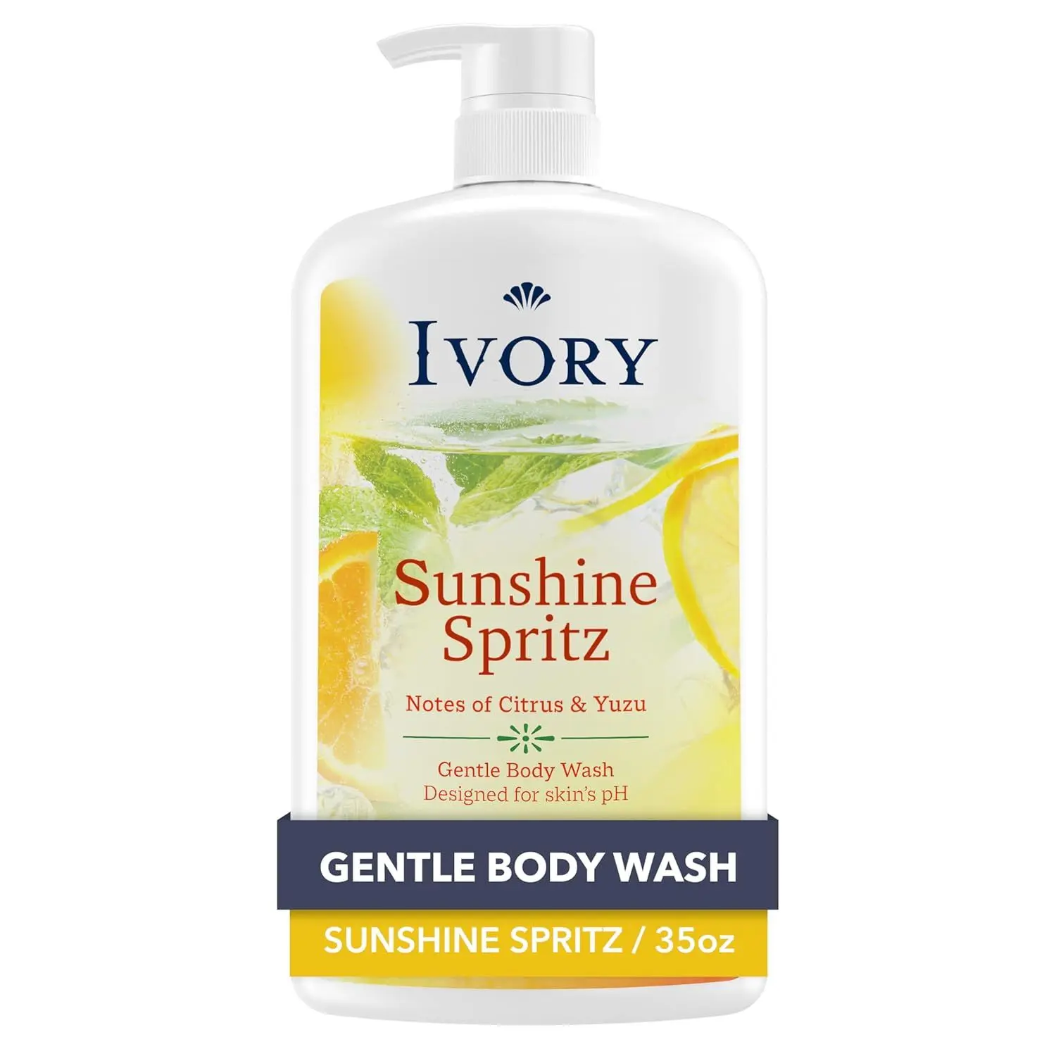 Ivory Body Wash, Designed for the Whole Family, Gentle Formula, Free of Dyes Heavy Perfumes Parabens Phthalates & Silicones, for Sensitive Skin, Designed for Skin's pH, Original Scent, 35 oz