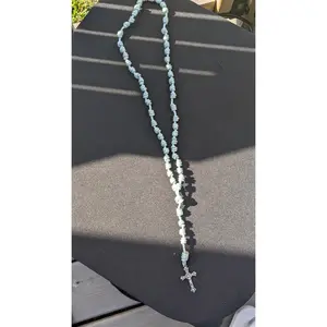 Light Blue Knotted Rosary, Large