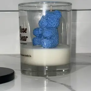 Blue Rose Bear Candle, 14 oz Luxury Scented Affordable Candle, On Sale