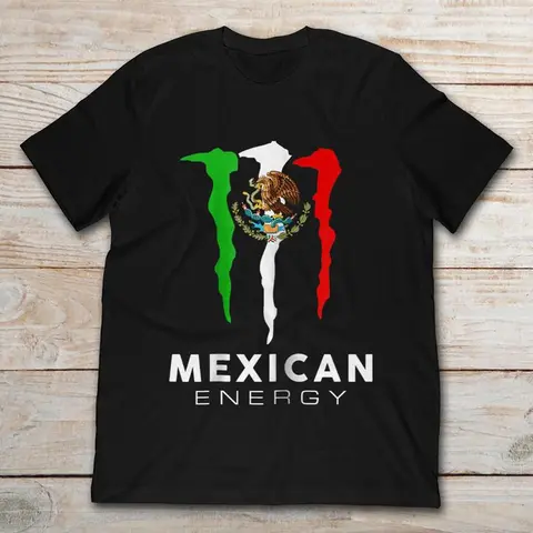 MEXICO FLAG MEXICAN ENERGY DRINK LOGO T-SHIRT Classic Man Cotton