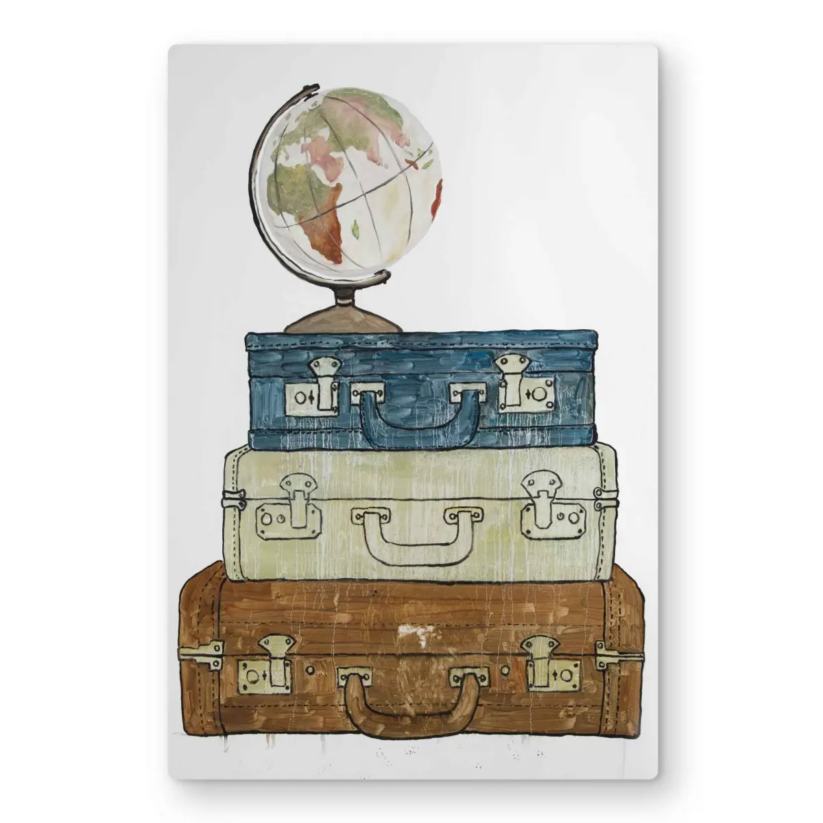 Begin Home Decor C1MP24361ZBRDA 24 x 36 in. Go Around the World - Blue Metal Print Wall Art for Man Cave Decor