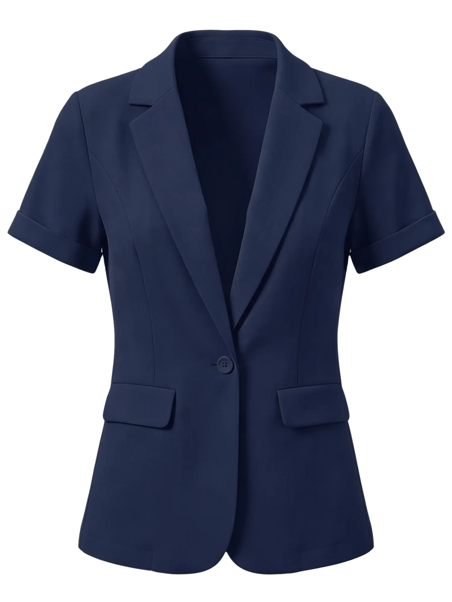 INSPIRE CHIC Short Sleeve Blazer 1 Button Office Suit Jacket