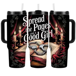 40oz Spicy Bookish Tumbler: Spread The Pages Like A Good Girl - Insulated Coffee Mug for Dark Romance Readers