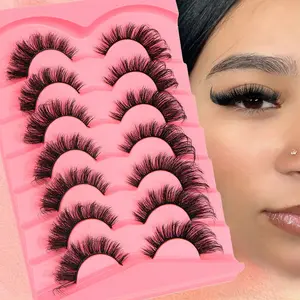 Cat-eye Fake Mink Fur, Russian Curly False Eyelashes DD Volume Set, Fluffy Volume Eyelashes, Super Thick, Self-adhesive and Reusable, Double Length 8-18mm, Suitable for Beginners, Perfectly Fitting The Shape Of The Eyes, Eyelash Extension