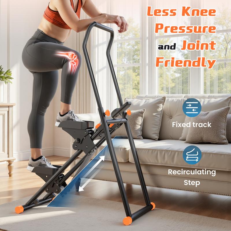 Stair Stepper with Springs, Stairt Stepper for Home Gym Exercise 3-Level Incline & 3-Level Adjustable Resistance Compact Foldable Quiet Stairmaster for Home Cardio Full-Body Workout