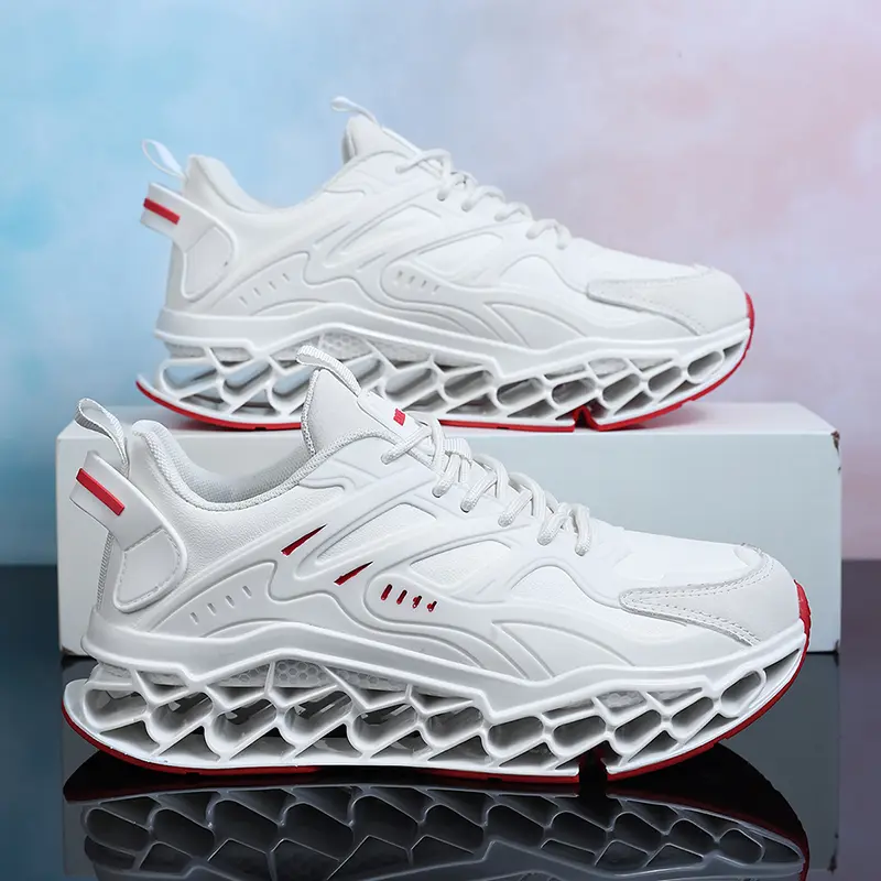 HDOXSE Male Cushioned Running Shoes - Low Ankle Lace-Up Active Casual Trainers, Honeycomb Cushioning Sole, Shock Absorption, Nylon/Fabric/Mesh Rubber, All-Season Outdoor Runs, Smooth Step Support