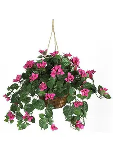 Nearly Natural Bougainvillea Hanging Basket Silk Plant
