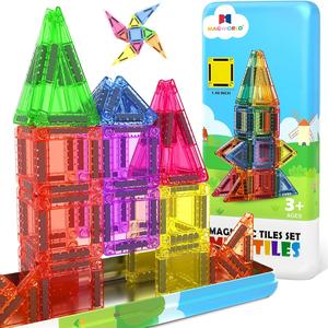 Magnetic Tiles Blocks Building Toys With Pencil Case STEM Pocket-Sized Mini Tiles Mine Magnet World Birthday Christmas Gifts