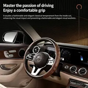 2PCS/3PCS Ash Wood Grain Car Steering Wheel Cover, Luxury Premium Non-Slip Durable Steering Wheel Protector, Clear Wood Texture Comfortable Grip All-Season Universal Fit OEM Snug Fit Car Interior Accessory