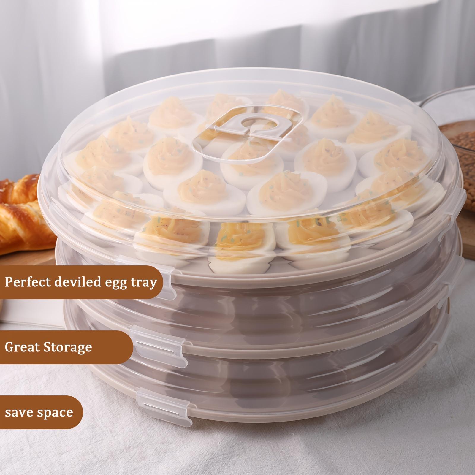 [Portable Egg Containers] 3pcs Deviled Egg Containers With Lid, Deviled Egg Platter With 66 Slots Portable Egg Containers Carrier Holder Trays For Party, Home Kitchen, Campings, Outdoor Activities