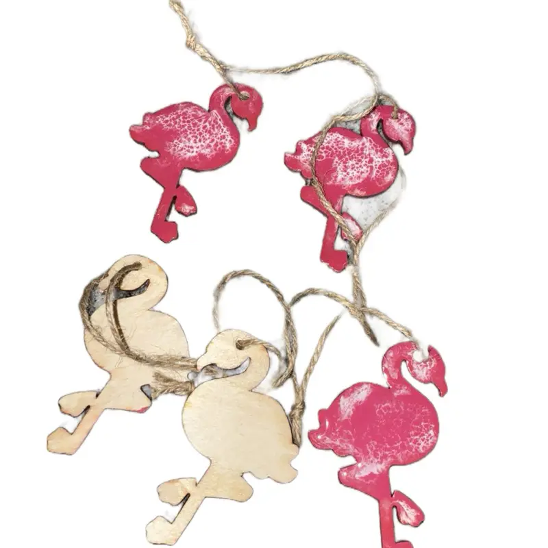Christmas Ornament Handmade Resin & Wood Flamingo Design Festive Home Decor Wooden Lightweight Decoration