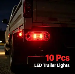 10 Pcs 2.5 Inch LED Trailer Lights – Waterproof 2-Diode Oval Side Marker & Running Lights for Trailers, Trucks, Boats, RVs – Amber & Red Signal Lights for Towing Safety