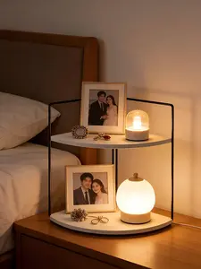 2-story iron and solid wood bathroom storage rack, cosmetic organizer, kitchen spice rack, bedroom storage rack.