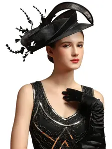 1PC fascinators hat with flower for women，suit for tea parties, cocktail, weddings and grand parties,Easter, Carnival, and horse racing season headwear.