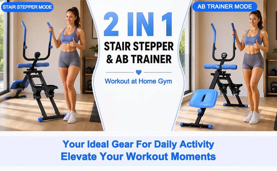 【KINMAC】2 In 1 Stair Stepper & Ab Workout Machine - Multi-Function Trainer-Upgrade Stairmaster & Ab Trainer Machine Workout Equipment For Home Gym Office