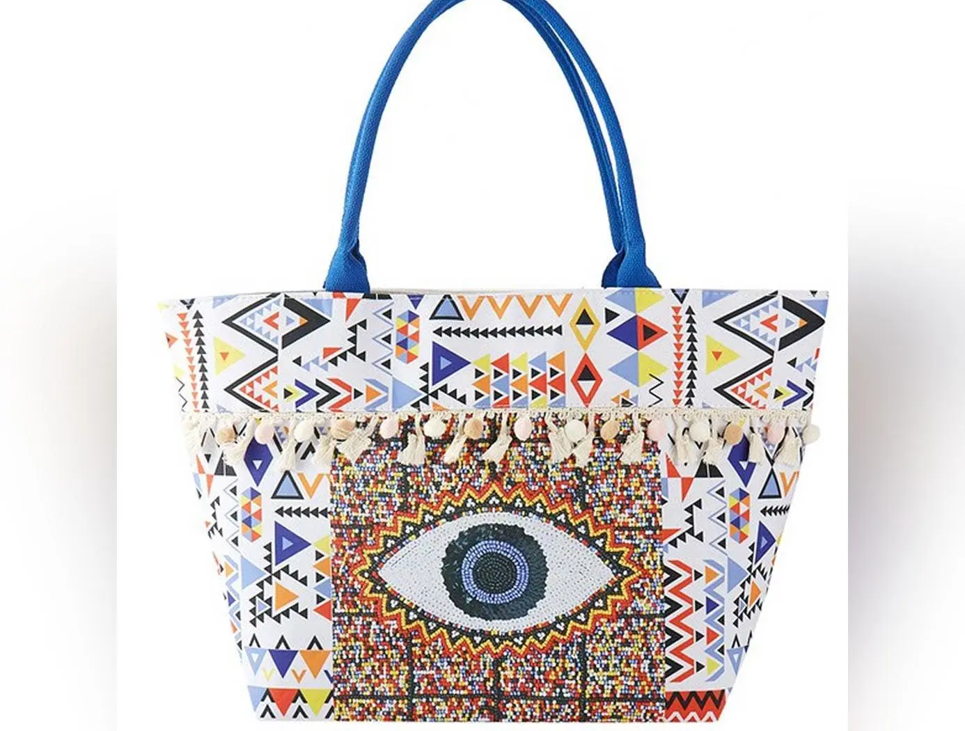 TB 3 AM $25 bundle EVIL EYE BOHO PRINT POM POM FRINGE TOTE BAG: MT