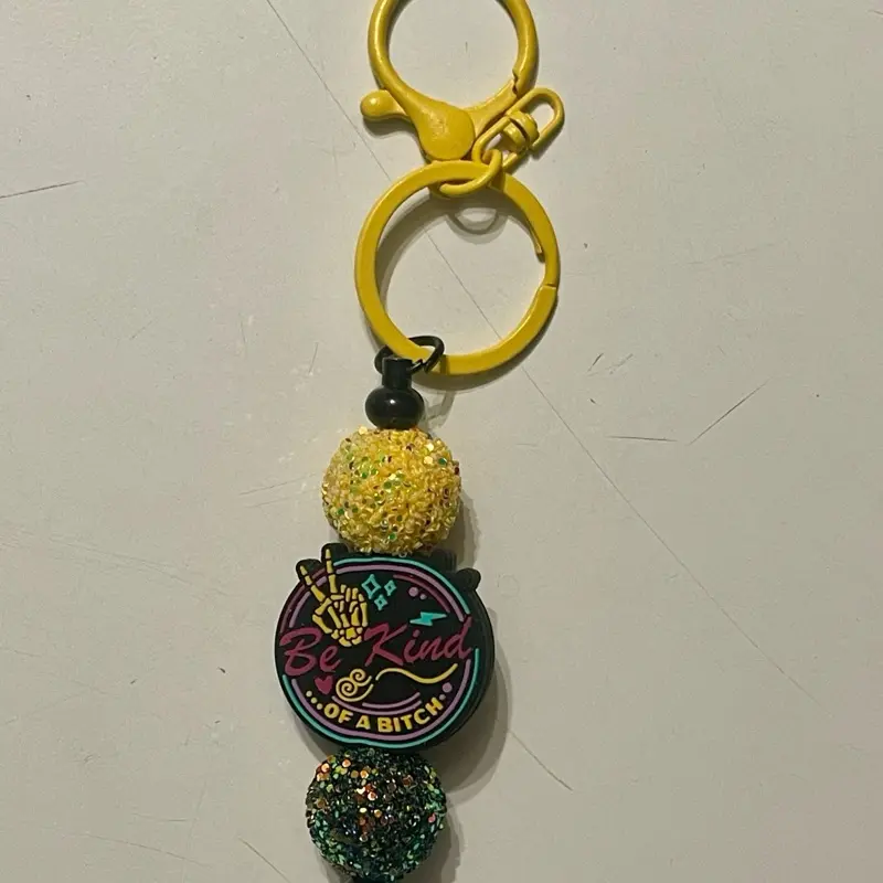 Sparkle & Sass Beaded Keychain: "Be Kind... Of a B*tch" Charm