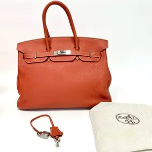 Pre-owned HERMÈS Hermes Birkin 35 Orange Clemence Palladium Hardware |N21883785