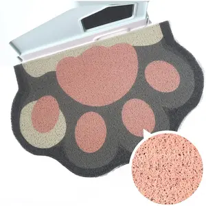 Cute Cat Litter Mat 24"x16", Litter Box Mat, Litter Trapping Mat, Soft on Kitty Paws, Easy Clean, Anti Slip, Pet Accessories, Door Floor mats - Grey Pink Large Snowy