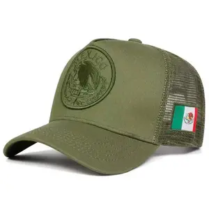 Adjustable Mexico Hat with Flag Under Brim for Men and Women