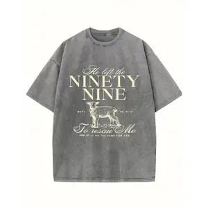 Ninety-Nine High Quality Graphic Print Washed Crew Neck Basic T-Shirt, Fashion Versatile Men'S Outdoor Clothing,summervibes