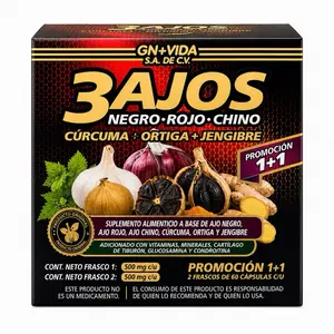 3 Ajos Complex Supplement – Black, Red & Chinese Garlic with Turmeric, Nettle & Ginger, Immune & Joint Support, 500mg Capsules