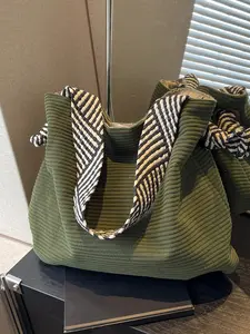 Tote shoulder underarm bag large capacity cloth bag crossbody commuter tote bag, with black and white striped wide shoulder strap, Casual lightweight bag, Crossbody shoulder bags, suitable for daily commuting office workers student party