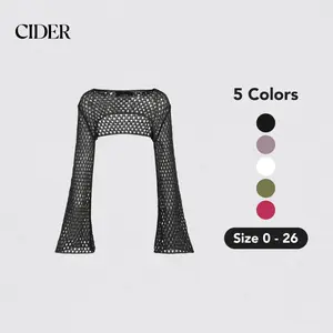 Women's Knit Ultra-Cropped Long Sleeve Shrug - Cider, 5 Colors, Size 0-26, Midnight Veil Design