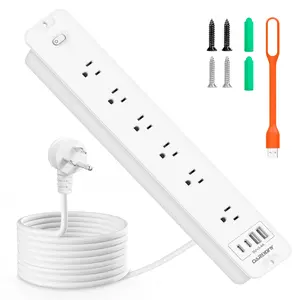 Recessed Power Strip 1800J Surge Protector USB C, 6 AC Outlets with 4 USB Flush Mount Outlet Extender Flat Multi Plug Desk Furniture Charging Station Splitter with Switch for Home Office,White