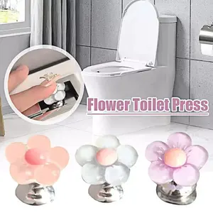 (Set of 5) Cute luminous flower-shaped toilet flush buttons