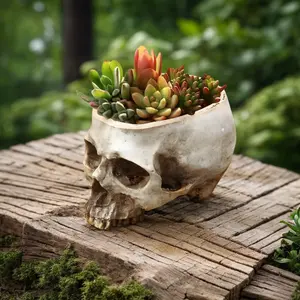 Gothic Skull Planter, Resin Material, Halloween Theme, Suitable for Succulents, Small Plants, Cacti, Garden Decor, Party Decoration
