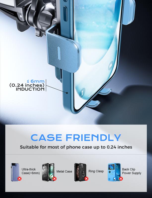 CHGeek Wireless Car Charger, 15W Fast Charging Auto-Clamping Car Adapter Cellphone Mount Phone Holder