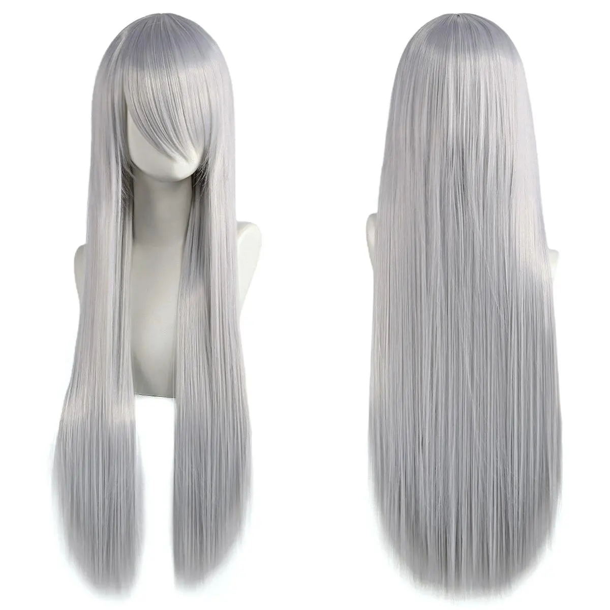 80cm Long Synthetic White Purple Cosplay Wigs Green Hair Straight Silver Wig Pink Hairpiece Lolita Wig with Bangs 80cm Long Synthetic White Purple Cosplay Wigs Green Hair Straight Silver Wig Pink Hairpiece Lolita Wig with Bangs