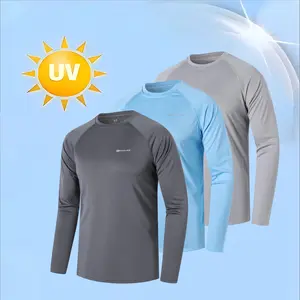 3 Pcs Men's UPF50+Sunscreen Shirts ,Men's Lightweight Solid Color Sun Protective Hiking Athletic Long Sleeve Shirts Activewear Fitness