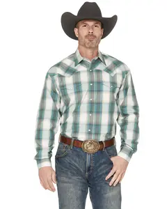 Stetson Men's Men'S Dobby Plaid Print Long Sleeve Snap Western Shirt - 11-001-0478-2003
