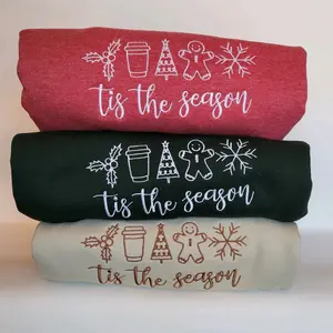Embroidered Tis the Season Christmas Sweatshirt Crewneck Shirt, Gingerbread Mistletoe Snowflake christmas sweatshirt christmas embroidery christmas shirt